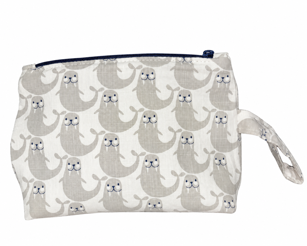 Curated Cosmetic Bag in Gray Seals