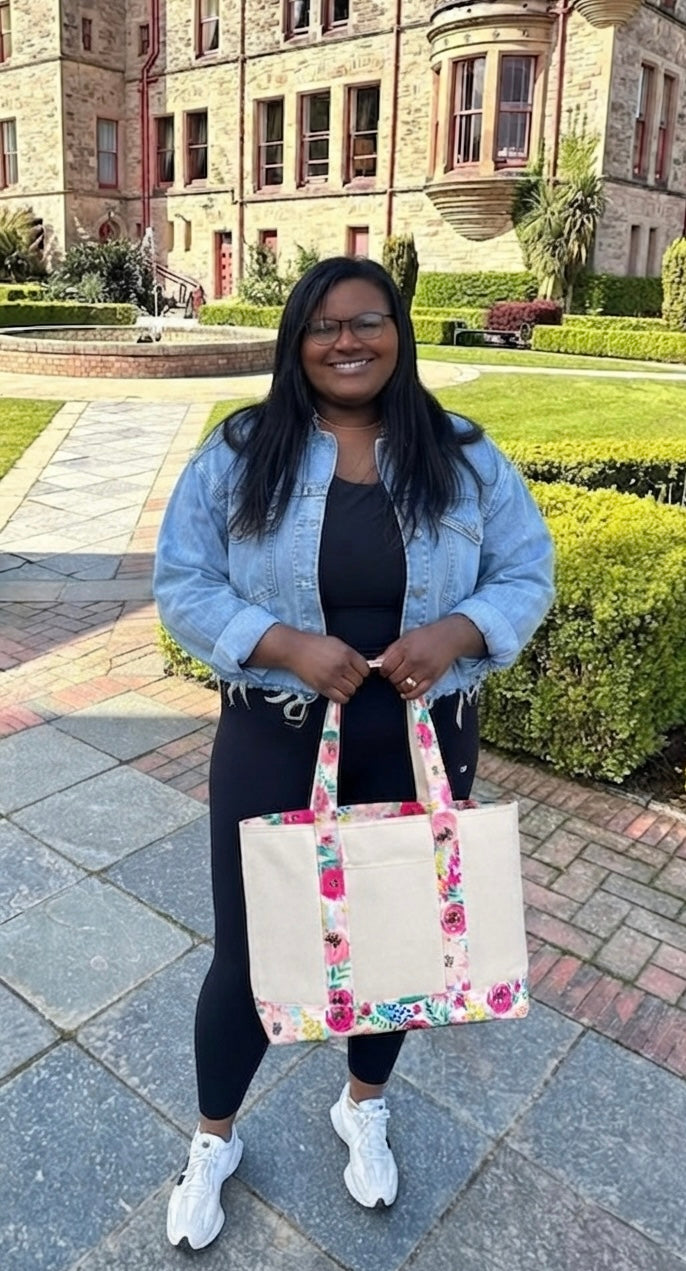 Mikayla Tote Pink Peonies