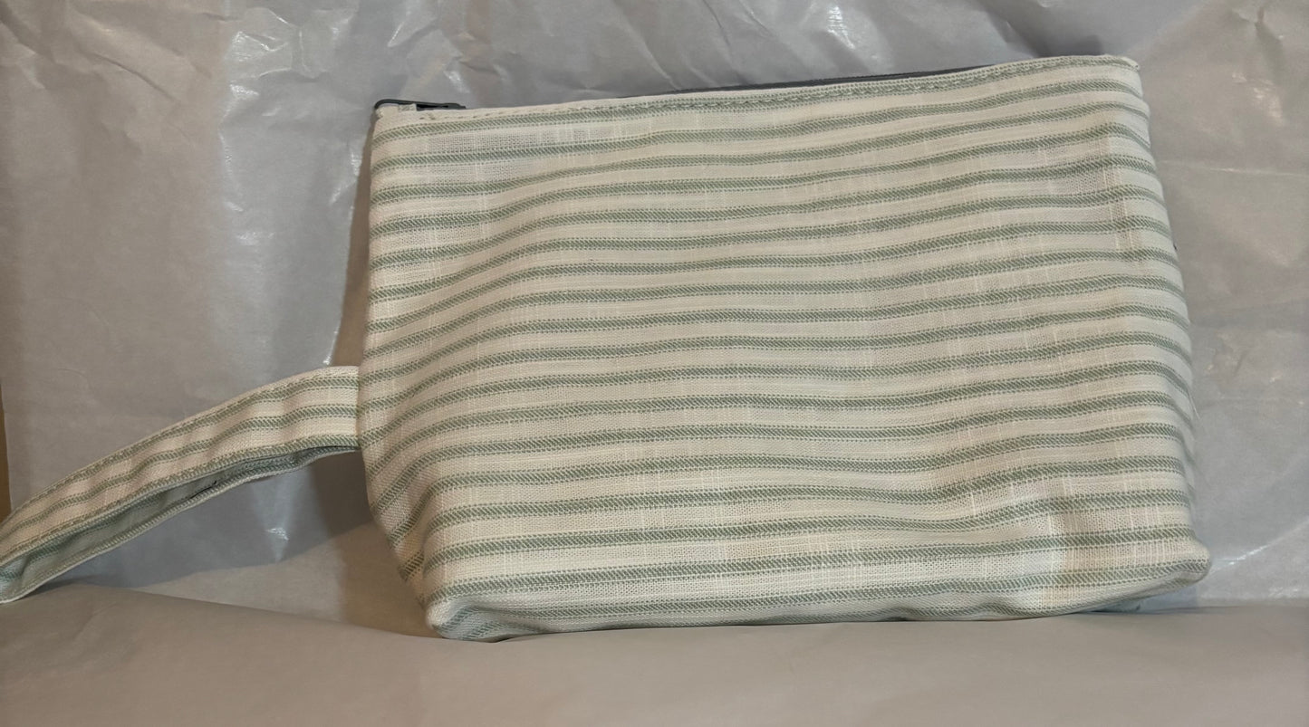 Green Stripe Cosmetic Bag