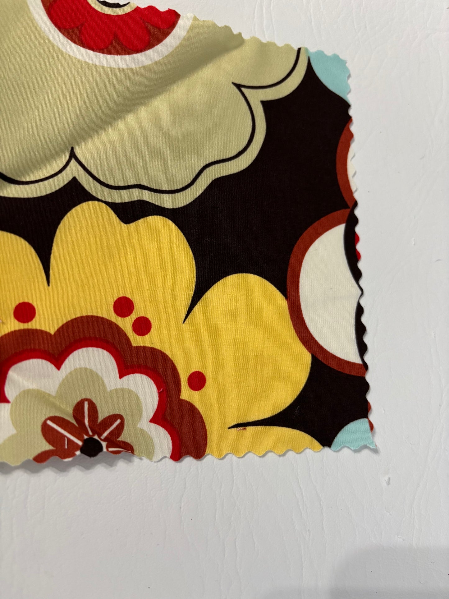 Coin Purse Brown Red Yellow Light Blue Floral