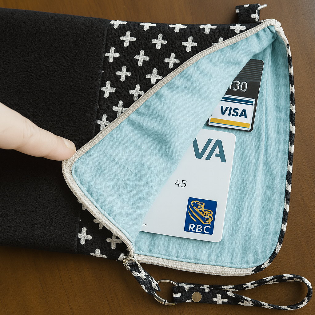 Penelope Phone Wallet Holder Black and White Line