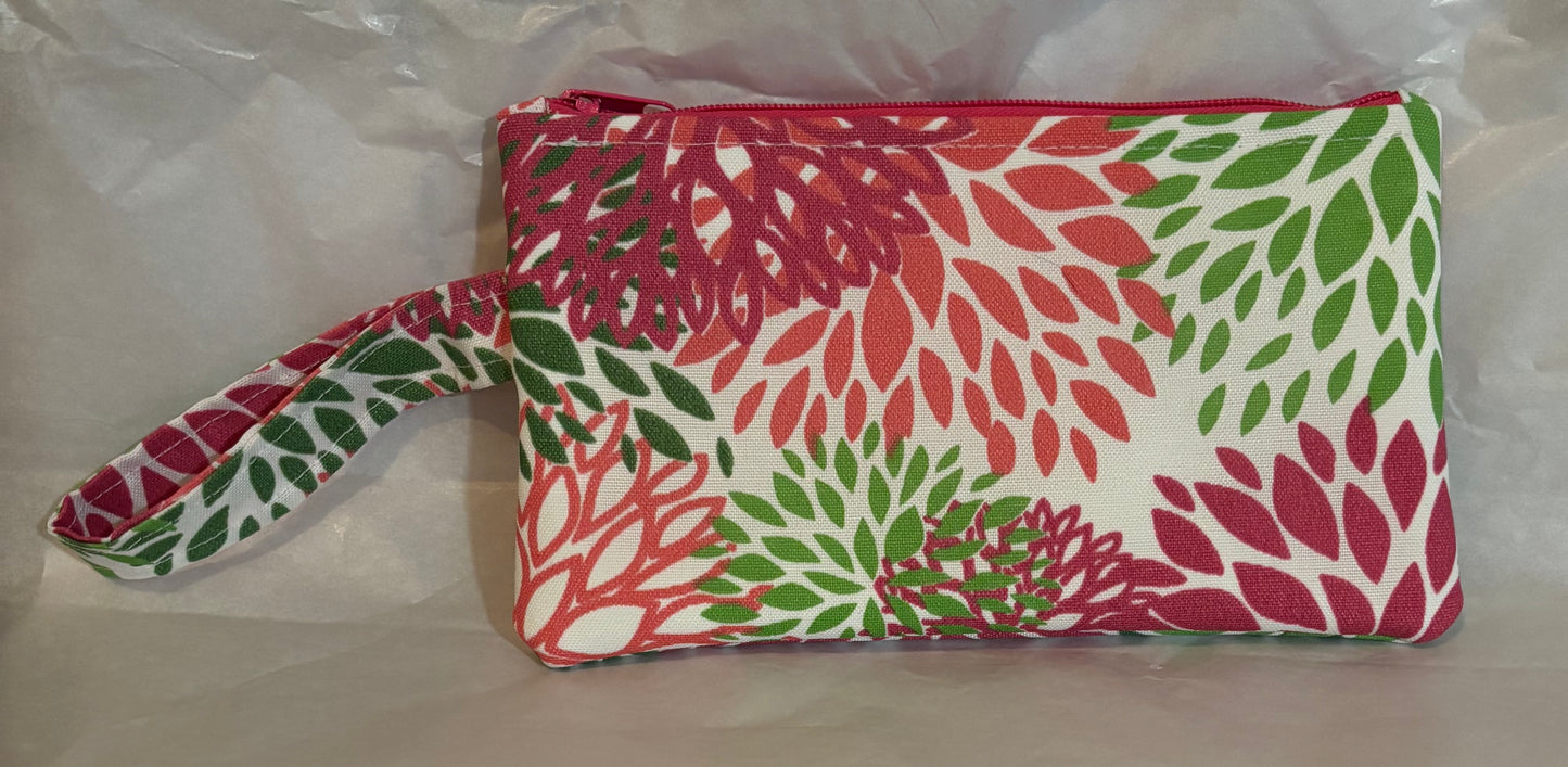 Delia Pink Floral hot pink zipper