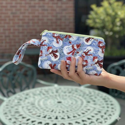Delia Snowman Holiday Wristlet