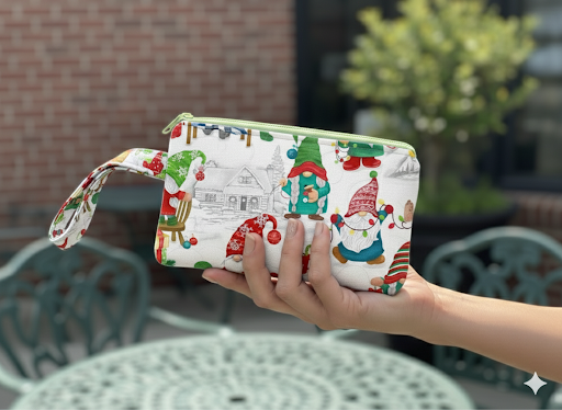 Delia Christmas Gnomes Wristlet