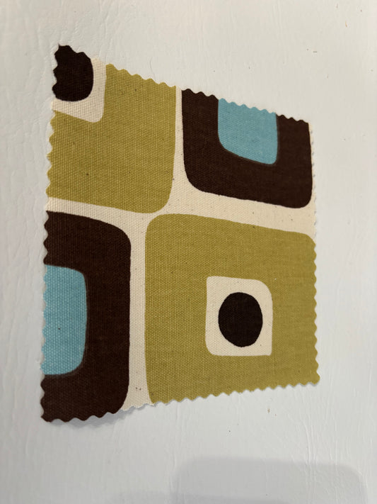 Coin Purse Ivory Brown Blue Square